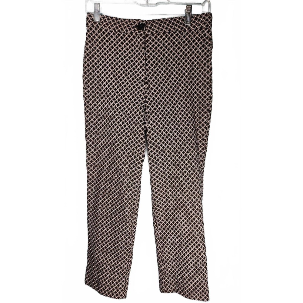 Max Studio Womens Black White Geometric Diamond Lattice Tailored Pants Size 6